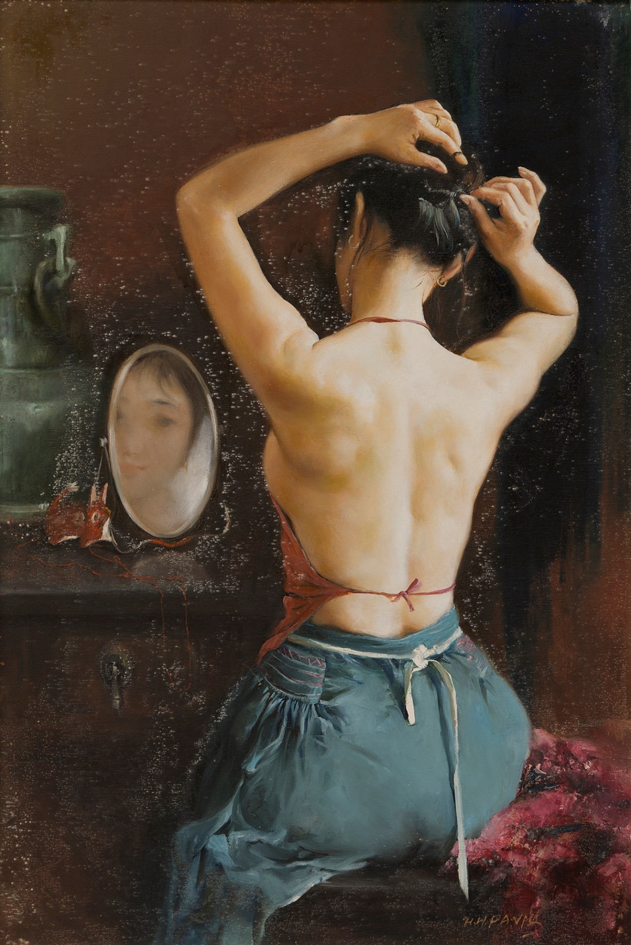 <h2>晨妆</h2><p>作者：潘鸿海</p><p>创作年代：1991年</p><p>规格：90cm×61cm</p><p>品类：油画</p>